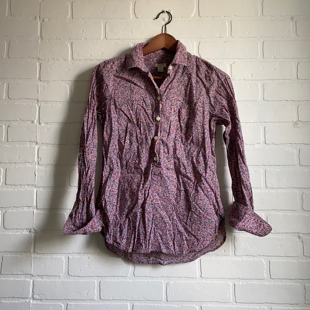 j crew collared popover button pocket shirt